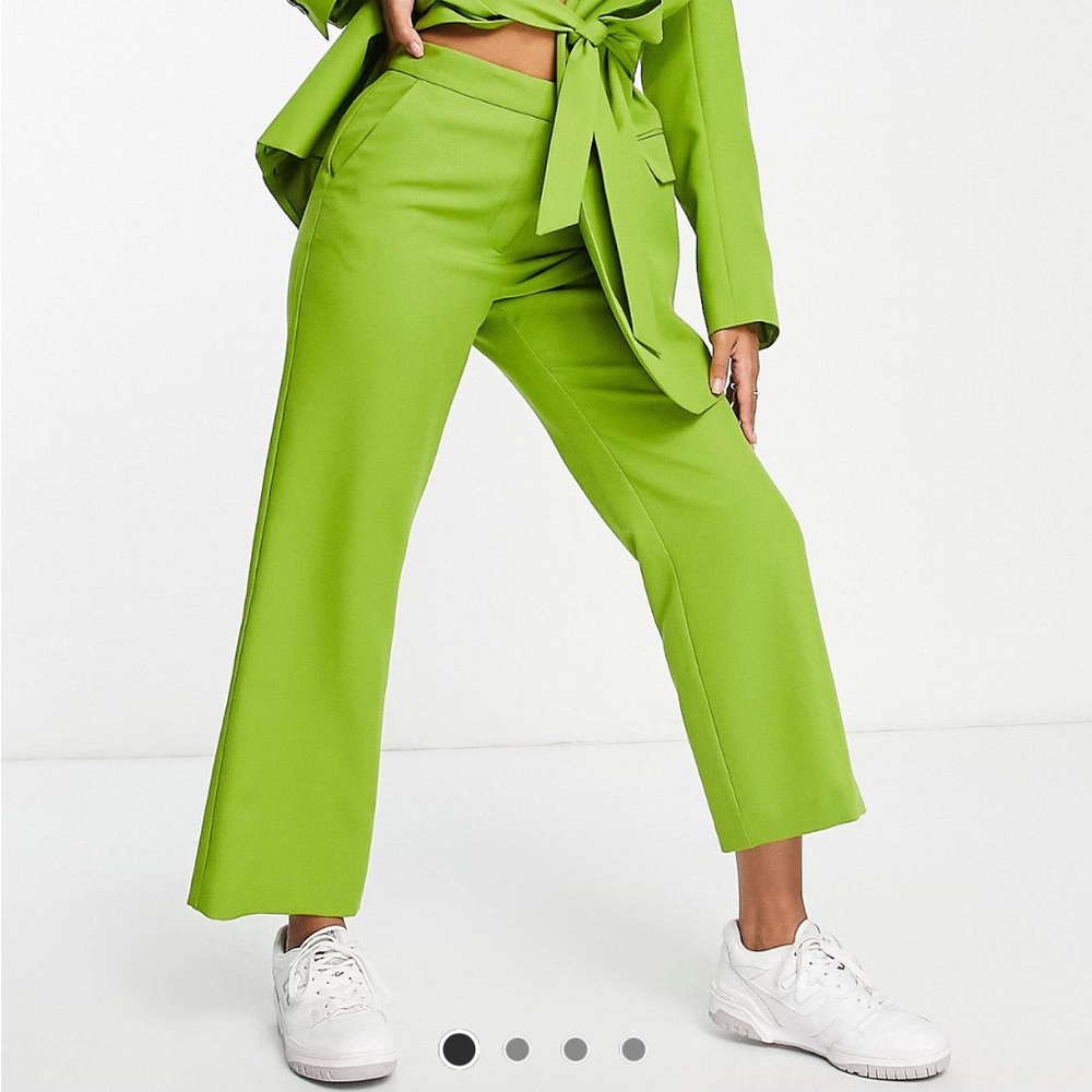 ASOS DESIGN hourglass straight ankle suit pants in olive